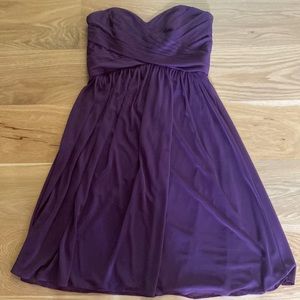 David’s Bridal Short Strapless Mesh Dress with Pleated Bodice